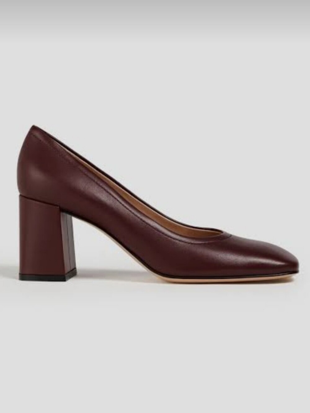 Sergio Rossi | Dark Cherry Maroon Leather Block Heel Pumps